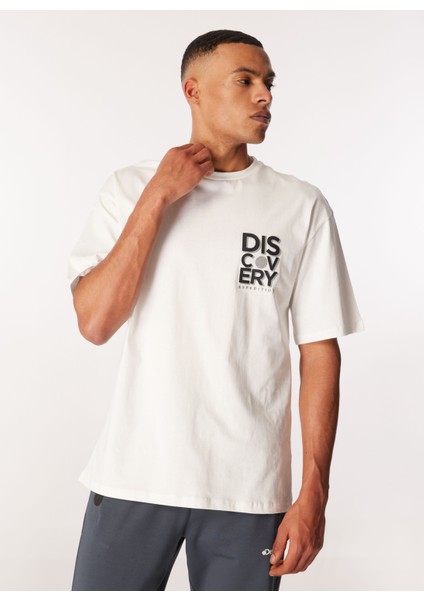 Beyaz Erkek Bisiklet Yaka Loose Fit T-Shirt D4SM-TST3268