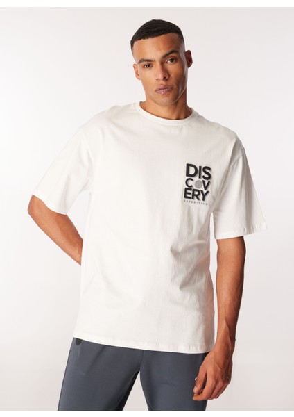 Beyaz Erkek Bisiklet Yaka Loose Fit T-Shirt D4SM-TST3268 modelleri