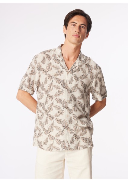 Kahve Erkek Apaş Basic Baskılı Gömlek F4SM-GML 0397