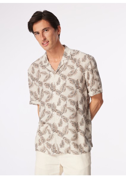 Kahve Erkek Apaş Basic Baskılı Gömlek F4SM-GML 0397