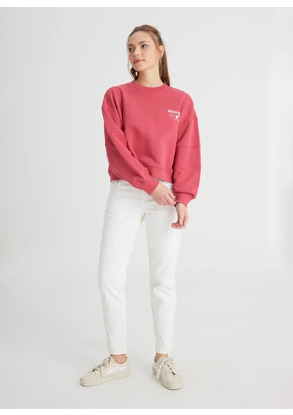 Bisiklet Yaka Gül Kurusu Kadın Sweatshırt W241614810-BISIKLET Yaka Sweatshirt