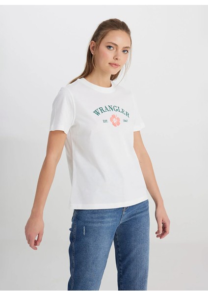 Bisiklet Yaka Beyaz Kadın T-Shirt W241332100-Bısıklet Yaka T-Shirt