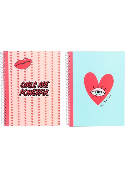 B'log Girl Power A5 Spiralli Çizgili Defter 113006