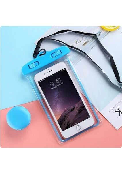 Ateştech Waterproof Bag Su Geçirmez Telefon Kılıfı Dalış Kılıfı Mavi