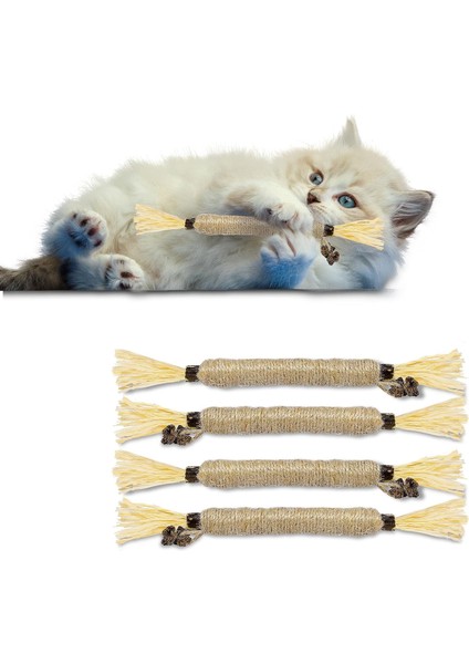 Kediler Için 4'lü Silvervine Çubukları, Kedi Çiğneme Oyuncağı, Diş Temizleme Için Kedi Çiğneme Çubukları, Ev Kedileri Için Kitty Oyuncakları (Yurt Dışından)
