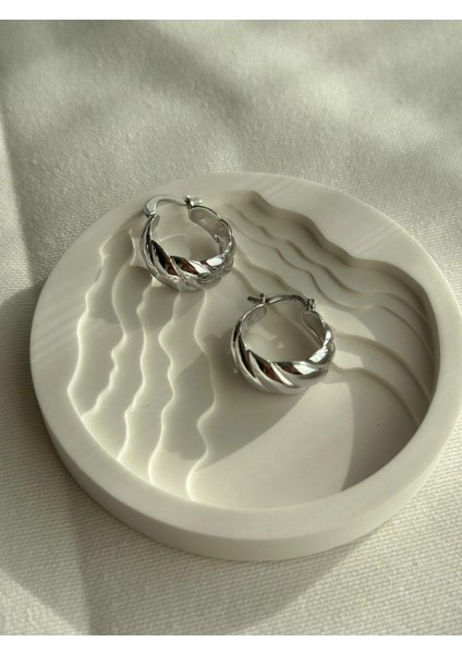 Silver Vintage Midye Damla Model Midi Boy Kararmayan Halka Küpe