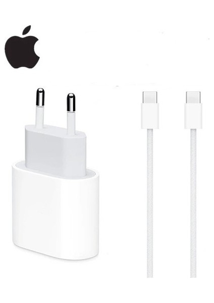 İphone 15 Ve İphone 16 Serisi Uyumlu 25W Hızlı Şarj Cihazı + Type-C iPhone Şarj Kablosu Set