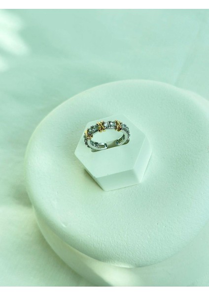 Silver ve Gold Tiff Seri Zirkon Taşlı Ayarlanabilir Yüzük