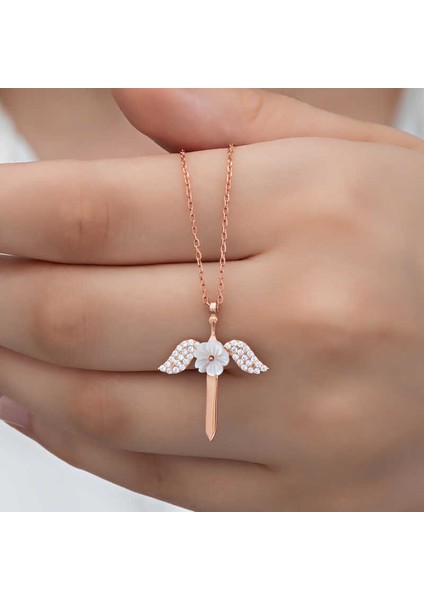 925 Ayar Gümüş Manolya Çiçeği Melek Kadın Kolye