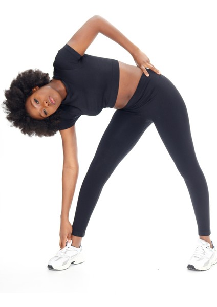 Hera Seamless Kısa Kol Crop Siyah modelleri