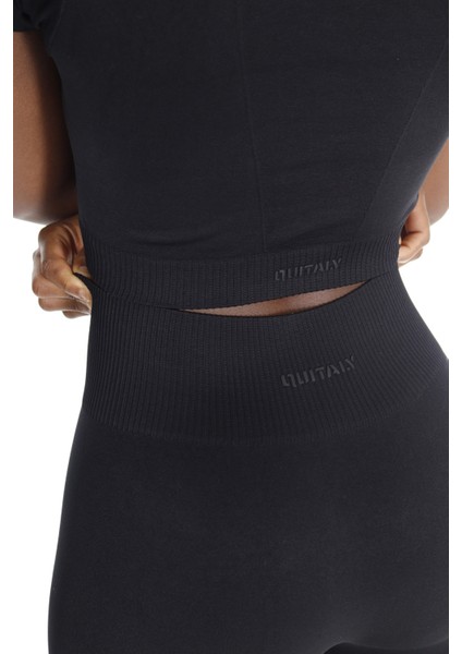 Hera Seamless Kısa Kol Crop Siyah indirimleri