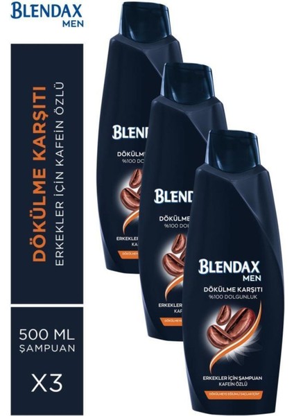 Saç Dökülmesine Karşı Kafein Özlü Şampuan 500 ml x 3 Adet