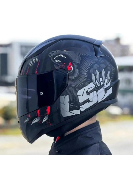 Rapid 2 Clawn Full Face Motosiklet Kaskı Siyah Vizörlü