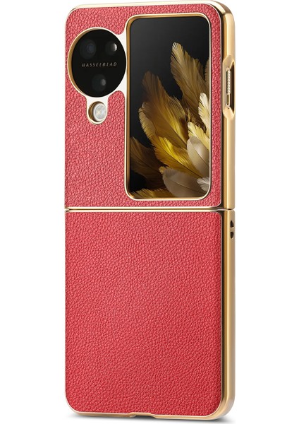 Oppo Find N3 Flip Için Litchi Deri Telefon Kılıfı (Yurt Dışından)