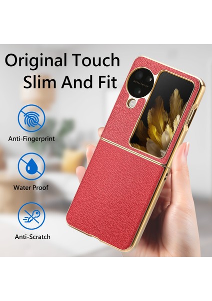 Oppo Find N3 Flip Için Litchi Deri Telefon Kılıfı (Yurt Dışından) modelleri