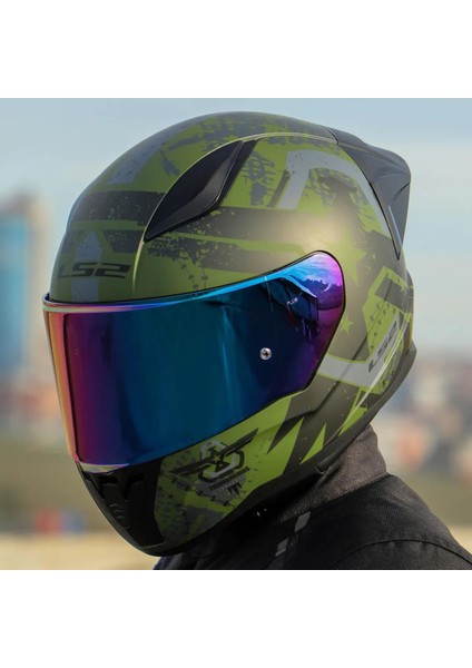 Rapid 2 Thunder Birds Race Full Face Motosiklet Kaskı Yarış Spoiler + Şeffaf + Gökkuşağı Vizörlü fiyatları