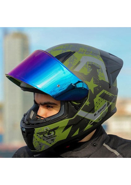 Rapid 2 Thunder Birds Race Full Face Motosiklet Kaskı Yarış Spoiler + Şeffaf + Gökkuşağı Vizörlü indirimleri