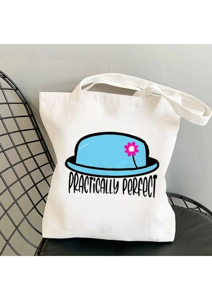 B818 2021 Shopper Zarif Mary Poppins Kawaii Çanta Harajuku Kadın Alışveriş Çantası Kanvas Alışveriş Çantası Kız Tote Çanta Omuz Bayan Çantası (Yurt Dışından)