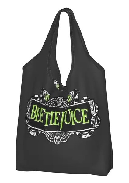 24 Alışveriş Çantası Kawaii Korku Filmi Beetlejuice Alışveriş Bez Çantalar Taşınabilir Tim Burton Tarzı Bakkal Omuz Alışveriş Çantası (Yurt Dışından)