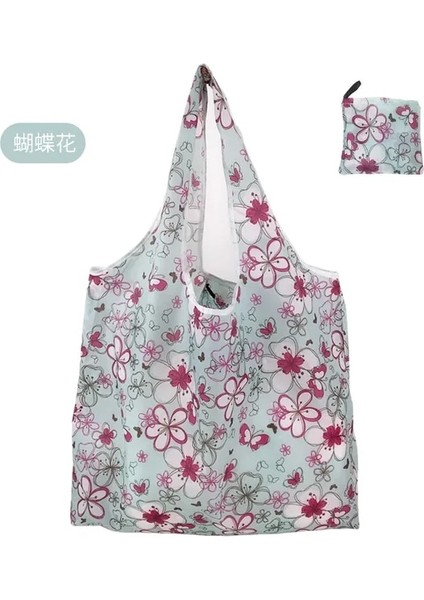 18 Moda Baskı Katlanabilir Çevre Dostu Alışveriş Çantası Tote Katlanır Kese Çanta Seyahat Bakkal Çantası Için Uygun Büyük Kapasiteli (Yurt Dışından)