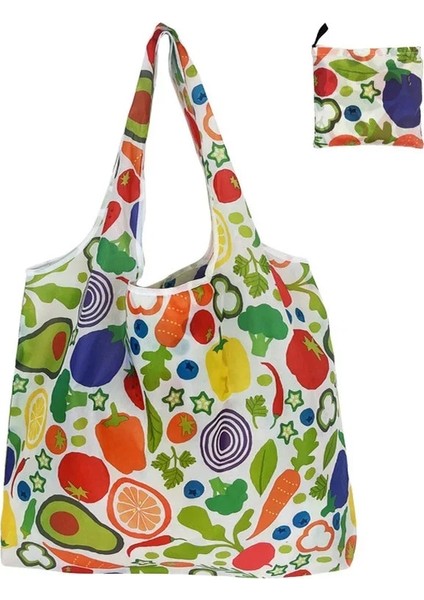 18 Moda Baskı Katlanabilir Çevre Dostu Alışveriş Çantası Tote Katlanır Kese Çanta Seyahat Bakkal Çantası Için Uygun Büyük Kapasiteli (Yurt Dışından)