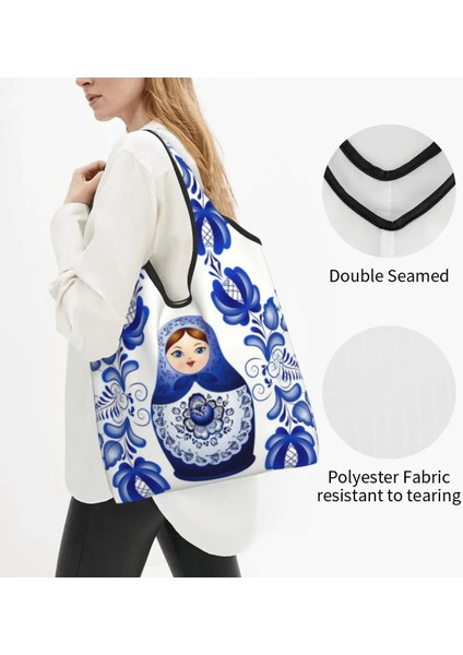Stil 4 Alışveriş Çantası Geri Dönüşüm Matruşka Bebek Rusya Alışveriş Çantası Kadın Tote Çanta Taşınabilir Rus Halk Sanatı Bakkal Alışveriş Çantaları (Yurt Dışından) indirimleri