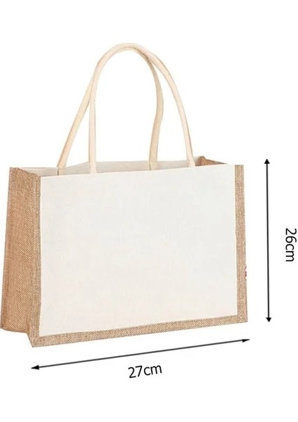 27X26CM Eko Bez Çantalar Kadın Çuval Bezi Jüt Alışveriş Bez Çantalar Büyük Kapasiteli Alışveriş Çantası Su Geçirmez Yeniden Kullanılabilir Alışveriş Çantaları Çanta Çanta (Yurt Dışından)