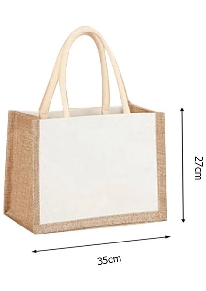 35X29CM Eko Bez Çantalar Kadın Çuval Bezi Jüt Alışveriş Bez Çantalar Büyük Kapasiteli Alışveriş Çantası Su Geçirmez Yeniden Kullanılabilir Alışveriş Çantaları Çanta Çanta (Yurt Dışından)
