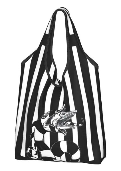 Stil 10 Alışveriş Çantası Kawaii Korku Filmi Beetlejuice Alışveriş Bez Çantalar Taşınabilir Tim Burton Tarzı Bakkal Omuz Alışveriş Çantası (Yurt Dışından)