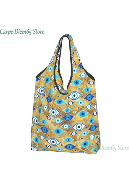 Stil 3 Alışveriş Çantası Sihirli Gözler Charm Bakkal Alışveriş Bez Çantalar Kadın Özel Siyah Nazar Muska Boho Desen Shopper Omuz Çantası Büyük Çanta (Yurt Dışından)