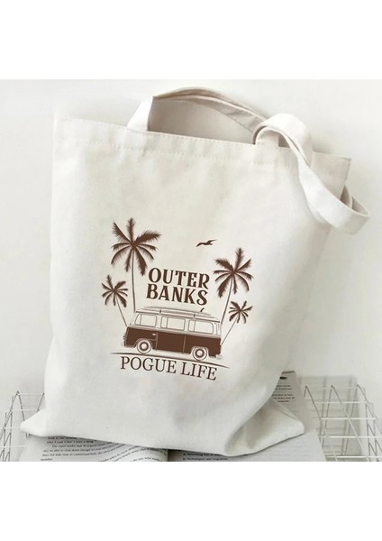 Stil 5 33X37CM 13X14.6IN Dış Bankalar Tv Bez Çantalar Kadınlar Için Yaz Alışveriş Çantası Rahat Yeniden Kullanılabilir Eko Alışveriş Çantası Pogue Life Bolsa Feminina (Yurt Dışından) indirimleri