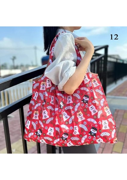 Yeşil Yeni Büyük Katlanır Alışveriş Çantası Büyük Kapasiteli Taşınabilir Yeniden Kullanılabilir Su Geçirmez Bakkal Moda Omuz Çanta Seyahat Paket Servis Çantası (Yurt Dışından)