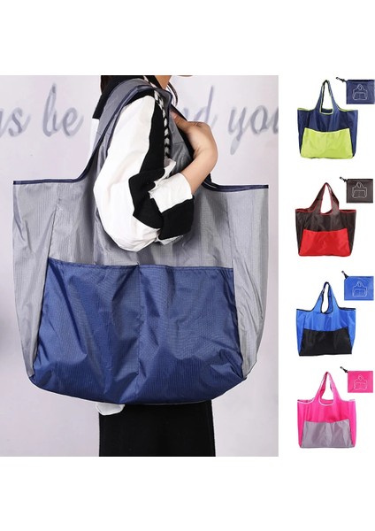 Yeşil Yeni Büyük Katlanır Alışveriş Çantası Büyük Kapasiteli Taşınabilir Yeniden Kullanılabilir Su Geçirmez Bakkal Moda Omuz Çanta Seyahat Paket Servis Çantası (Yurt Dışından)