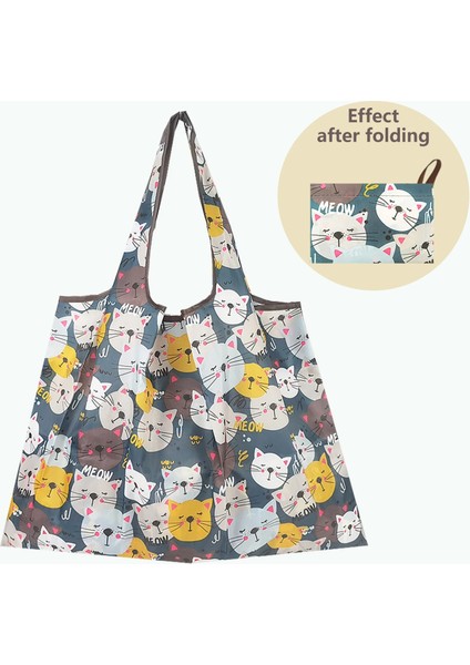 L-Lanseaixin-22 L Naylon Büyük Yeniden Kullanılabilir Depolama Katlanabilir Eko Alışveriş Çantası Kawaii Bez Karikatür Su Geçirmez Dükkancı Süpermarket Çantaları Sevimli (Yurt Dışından)