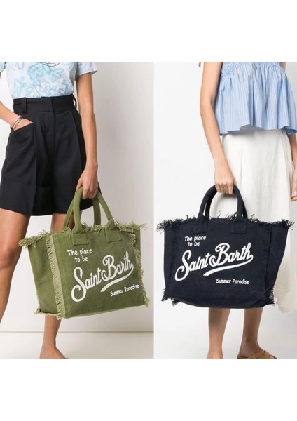 Kadınlar Için Siyah Denim Bez Çantalar Moda Büyük Kapasiteli Püskül Tasarımcı Lüks Gül Kırmızı Çanta Alışveriş Plaj Pembe Seyahat Çantası 2024NEW (Yurt Dışından) indirimleri
