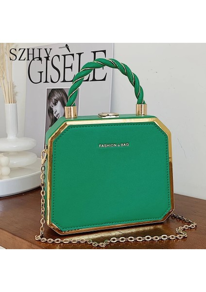 Beyaz Harfsiz Gece Çantası Moda Tasarımcısı Metal Kare Çanta Bayanlar Küçük Cep Telefonu Zinciri Bir Omuz Crossbody Çanta Kutusu Akşam Baskı Klasik Katı (Yurt Dışından) fiyatları