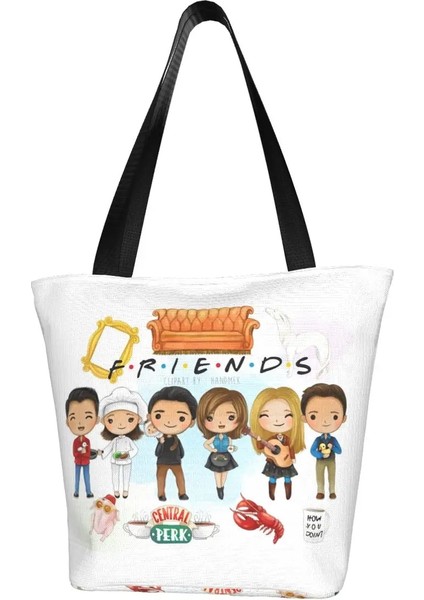 Stil 7 33X28X18 cm Geri Dönüşüm Klasik Tv Show Arkadaşlar Alışveriş Çantası Kadın Omuz Kanvas Tote Çanta Yıkanabilir Karikatür Komik Bakkal Alışveriş Çantaları (Yurt Dışından) fiyatları