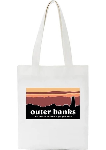 18 33X37CM 13X14.6IN Dış Bankalar Tv Bez Çantalar Kadınlar Için Yaz Alışveriş Çantası Rahat Yeniden Kullanılabilir Eko Alışveriş Çantası Pogue Life Bolsa Feminina (Yurt Dışından)