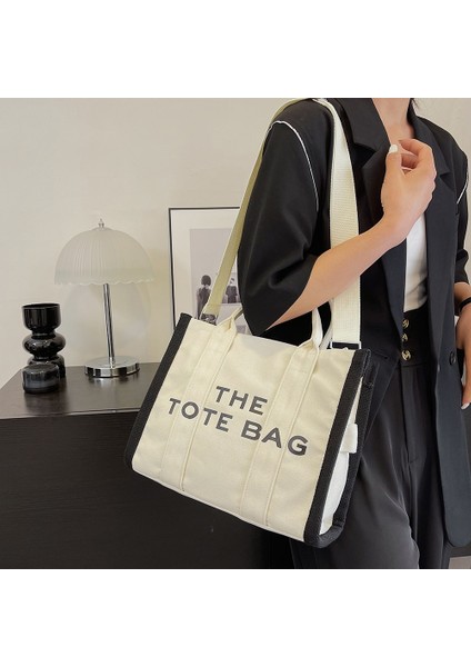 Siyah Moda Kanvas Tote Çanta Kadın Lüks Tasarımcı Omuz Çantaları Marka Siyah Bayanlar Crossbody Çanta Büyük Beyaz Alışveriş Çantaları Çantalar (Yurt Dışından) fiyatları