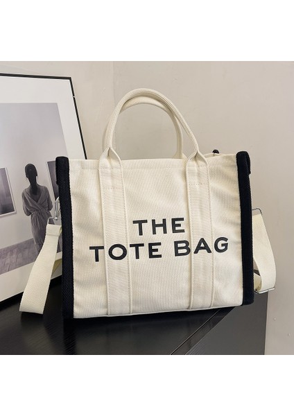 Siyah Moda Kanvas Tote Çanta Kadın Lüks Tasarımcı Omuz Çantaları Marka Siyah Bayanlar Crossbody Çanta Büyük Beyaz Alışveriş Çantaları Çantalar (Yurt Dışından) modelleri