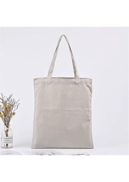 Açık Gri Moda Düz Renk Tote Çanta Bej ve Siyah Alışveriş Orijinal Unisex Seyahat Kanvas Çantalar Eko Katlanabilir Alışveriş Tote Büyük Tote (Yurt Dışından)