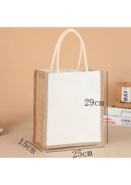 29X25X15CM Kadın Katlanabilir Jüt Çuval Bezi Tote Çanta Diy Boş Bakkal Çanta Büyük Kapasiteli Seyahat Depolama Organizatör Kulplu (Yurt Dışından)