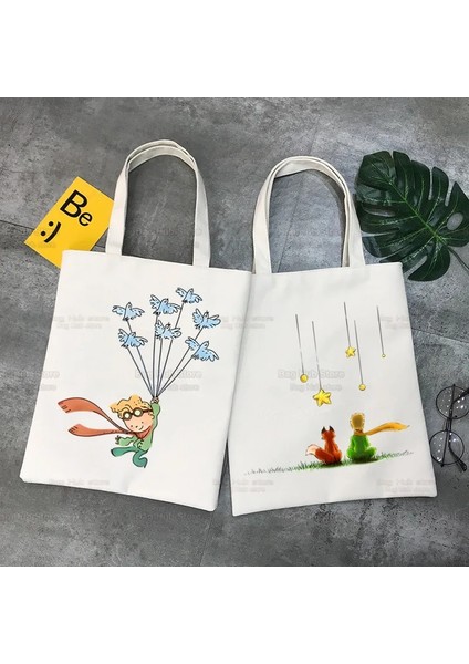 Q Küçük Prens Karikatür Alışveriş Çantası Kanvas Tilki Hayvan Peri Masalı Bez Çantalar Baskı Eko Çanta Shopper Principito Omuz Çantaları (Yurt Dışından) modelleri