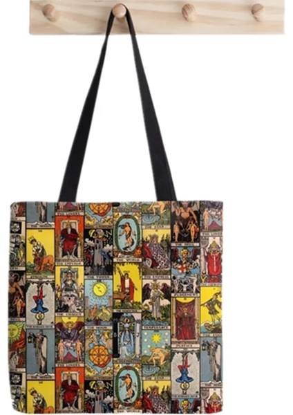 F681 Shopper Tarot Binbaşı Arcana Baskılı Tote Çanta Kadın Harajuku Shopper Çanta Kız Omuz Alışveriş Çantası Bayan Kanvas Çanta (Yurt Dışından) fiyatları