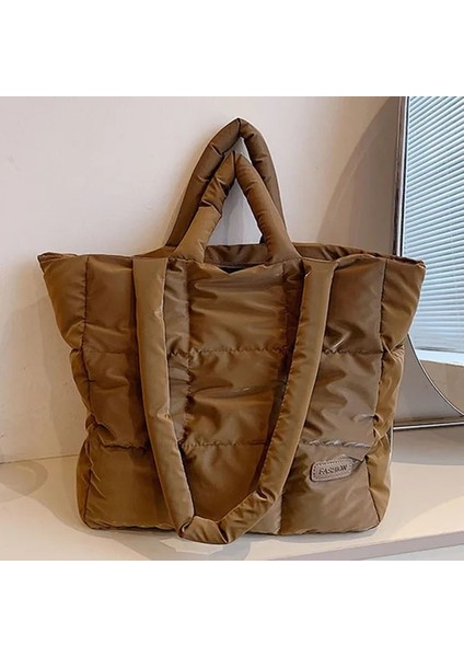 Kahverengi Sonbahar Kış Çanta Kadınlar Için Büyük Kirpi Tote Çanta Hobo Trendy Kabarık Omuz Bulut Çanta Kabarcıklar Yastıklı Üst Kolu Çanta Çanta (Yurt Dışından)