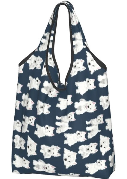Stil 6 Alışveriş Çantası Komik Baskı West Highland Beyaz Terrier Köpek Tote Alışveriş Çantaları Taşınabilir Alışveriş Omuz Westie Yavru Çanta (Yurt Dışından) fırsatları