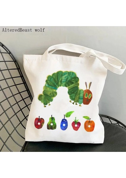 B4677 Kadın Alışveriş Çantası Çok Aç Tırtıl Kanvas Tote Çanta Harajuku Alışveriş Kanvas Alışveriş Çantası Kız Noel Tote Omuz (Yurt Dışından) fiyatları
