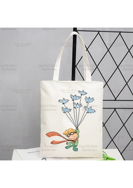Q Küçük Prens Karikatür Alışveriş Çantası Kanvas Tilki Hayvan Peri Masalı Bez Çantalar Baskı Eko Çanta Shopper Principito Omuz Çantaları (Yurt Dışından) indirimleri