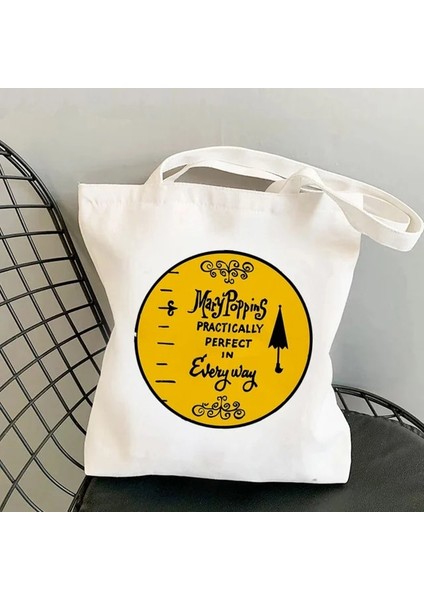 B819 2021 Shopper Zarif Mary Poppins Kawaii Çanta Harajuku Kadın Alışveriş Çantası Kanvas Alışveriş Çantası Kız Tote Çanta Omuz Bayan Çantası (Yurt Dışından)