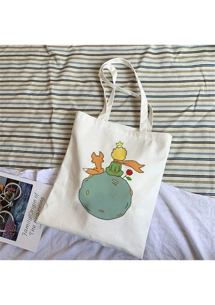 23 Bir Boyut Moda Trendi Karikatür Baskı Kanvas Tote Çanta Kore Alışveriş Çantası Bayanlar Günlük Çok Yönlü Omuz Çantası Küçük Prens Desen Çanta (Yurt Dışından) fırsatları